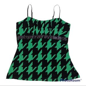 Rampage Black & Green Print Cami Tank Top M